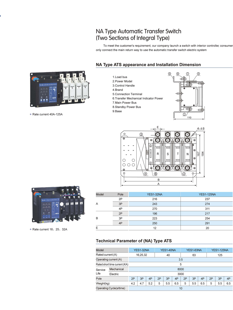 NA type Automatic Transfer Switch